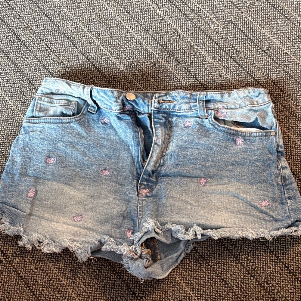 Denim Blue Women's Shorts with Pink Accents